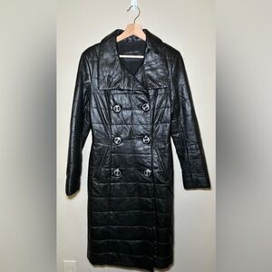 DAME E CAVALIERI Women’s Medium Black Genuine Leather Trench Coat